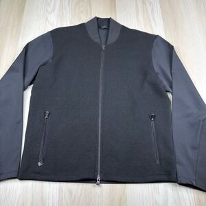 Greyson Mens Black Classic Lightweight Travel Tecno Knit Bomber Jacket Size L